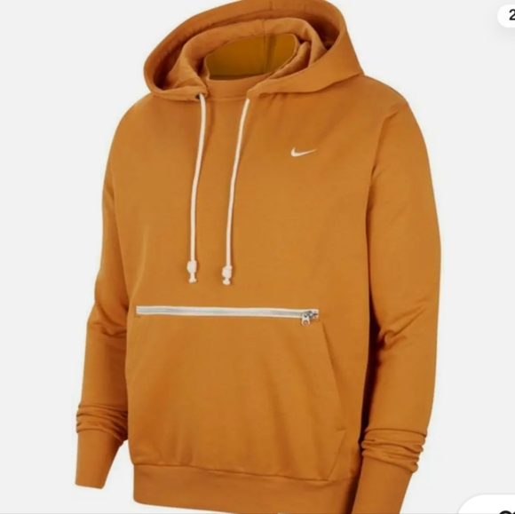 Like new! Yellow Nike DriFit Standard Issue thick hoodie with zipper pouch - Med - Picture 3 of 9